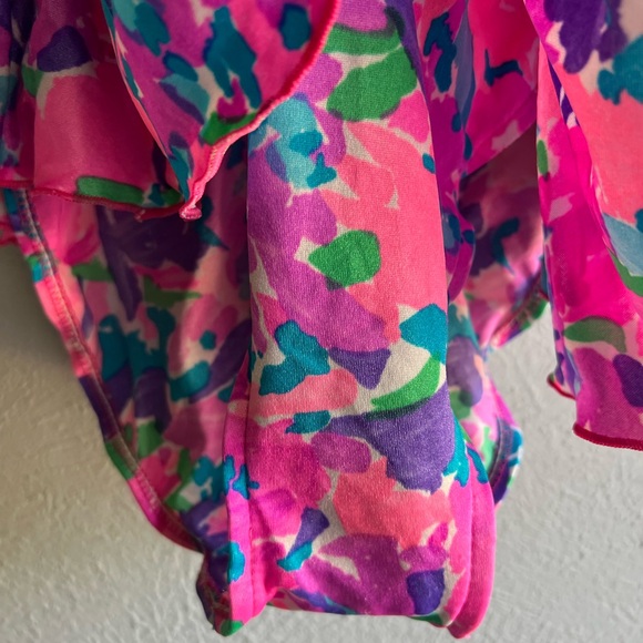 Cole of California 80’s neon floral ruffle one piece - Picture 4 of 7